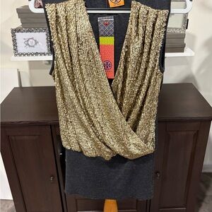 Tory Burch Black and Gold Tank Top